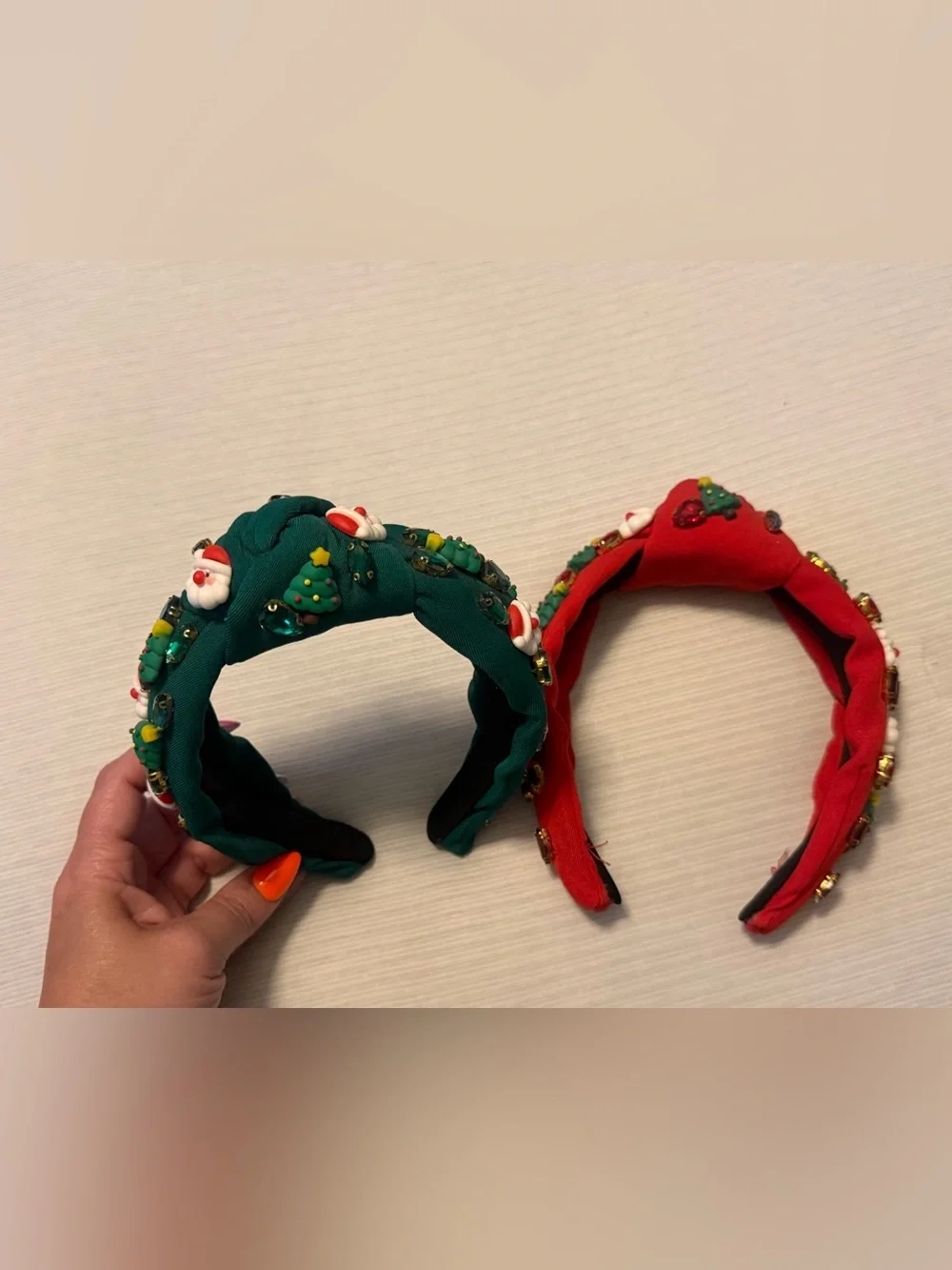 Festive Christmas Beaded Headbands - Red & Green